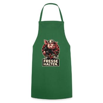 Skater pig with cap and face holding saying - Cooking Apron - green - Front - AI Model Male 185 dark (185cm)