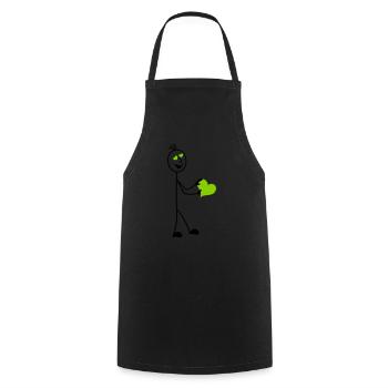 Figurine allumette avec coeur et cœurs dans les yeux - Tablier de cuisine - noir - Devant - AI Model Male 185 dark (185cm)