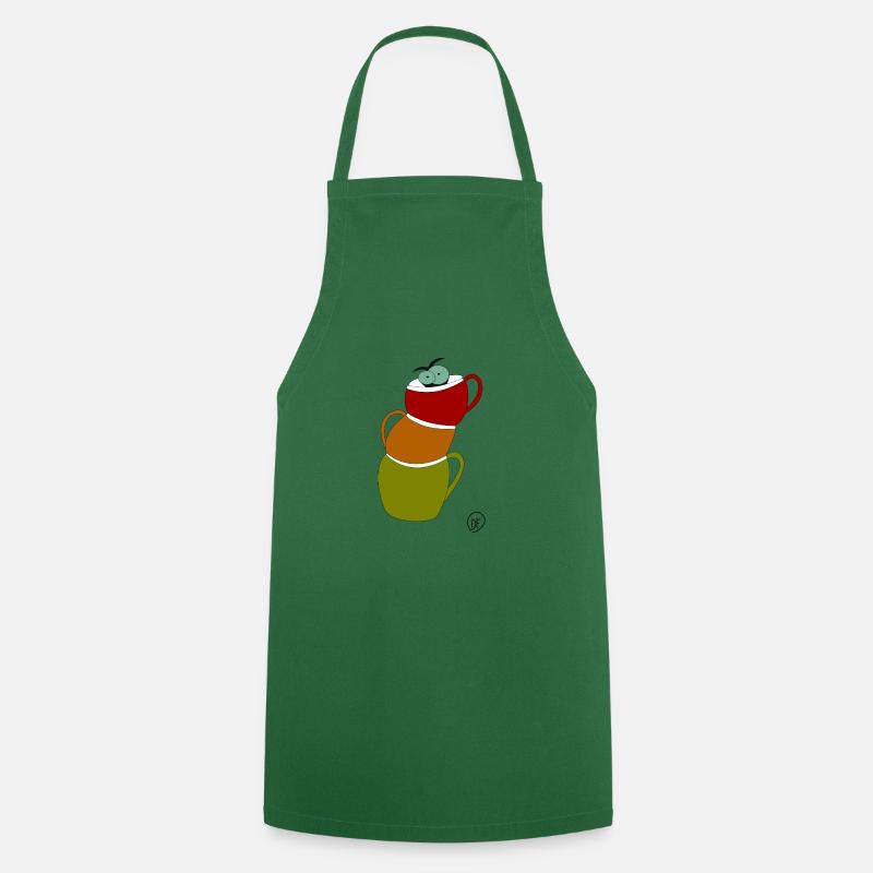 Cat in cup - Cooking Apron - green
