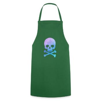 Trendy & Cool Water Color Hipster Skull / Art - Tablier de cuisine - vert foncé - Devant - AI Model Male 185 dark (185cm)