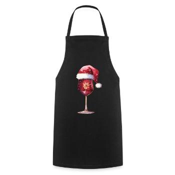Weihnachtliches Weinglas - Kochschürze - Schwarz - Vorne - AI Model Male 185 dark (185cm)