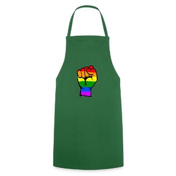 Rainbow Color Flag Hand Fist Symbol - Cooking Apron - green - Front - AI Model Male 185 dark (185cm)