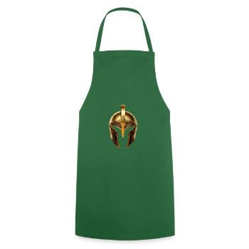 Casque Spartiate Symbole Or - Tablier de cuisine - vert foncé - Devant - AI Model Male 185 dark (185cm)