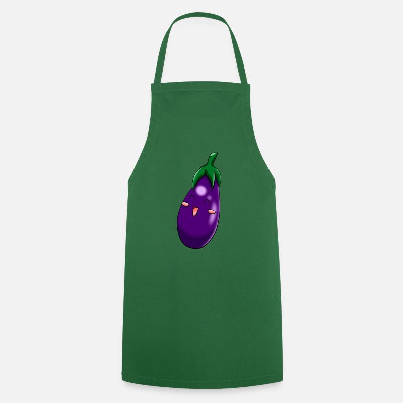 Happy eggplant - Cooking Apron - green