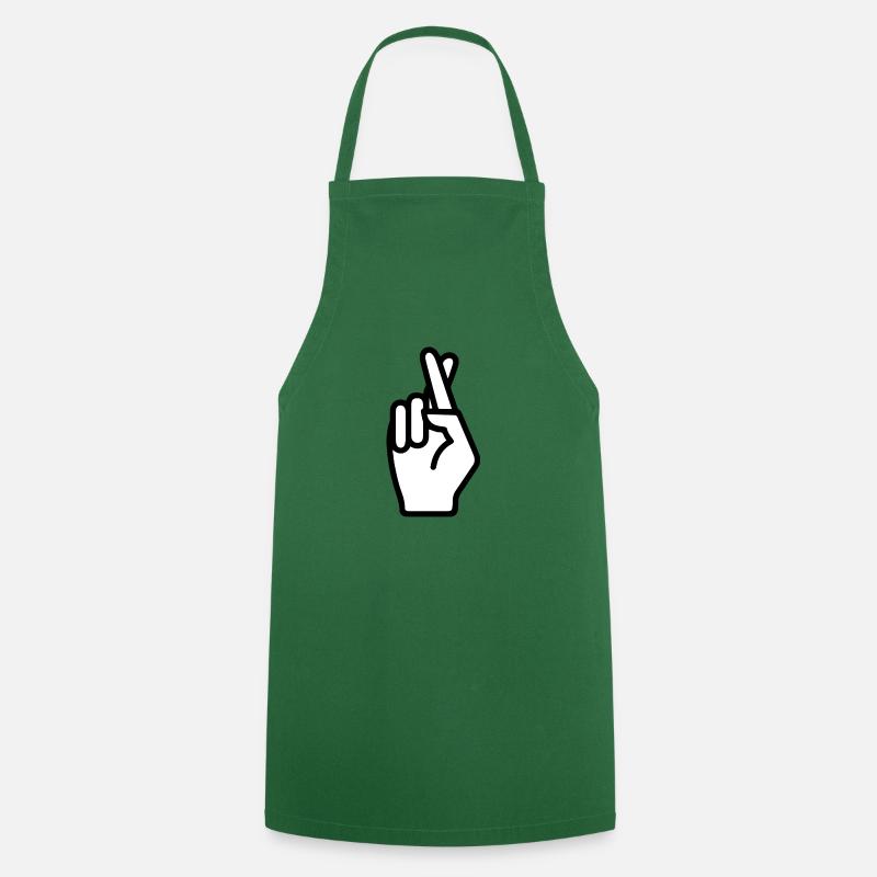 Signe main, doigts croisés, geste - Tablier de cuisine - vert foncé