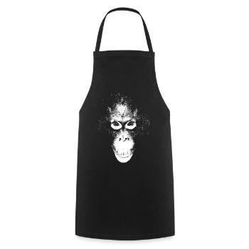 Visage d’orang-outan blanc - Tablier de cuisine - noir - Devant - AI Model Male 185 dark (185cm)
