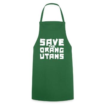 Schriftzug Save the Orangutans weiß - Kochschürze - Grün - Vorne - AI Model Male 185 dark (185cm)