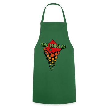 Carrés oranges Cercles verts - Tablier de cuisine - vert foncé - Devant - AI Model Male 185 dark (185cm)
