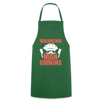 Warning man cooking - Cooking Apron - green - Front - AI Model Male 185 dark (185cm)