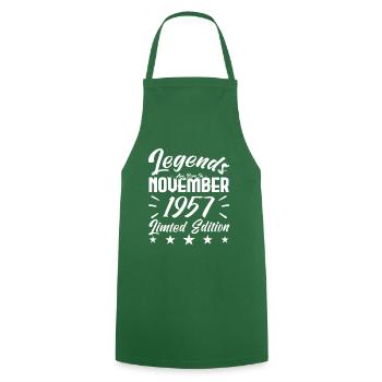 Legends are born in NOVEMBER 1957 anniversary gift - Cooking Apron - green - Front - AI Model Male 185 dark (185cm)