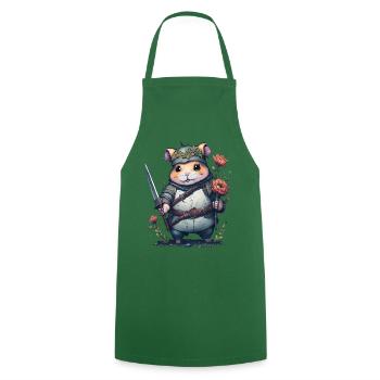 Hamster-Samurai: Ninja Hamster-Held - Kochschürze - Grün - Vorne - AI Model Male 185 dark (185cm)