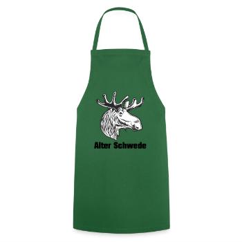 Alter Schwede Elchdesign Part 2 - Kochschürze - Grün - Vorne - AI Model Male 185 dark (185cm)
