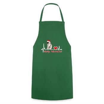 Heartbeat Mops EKG - Mopsige Weihnachten - Kochschürze - Grün - Vorne - AI Model Male 185 dark (185cm)