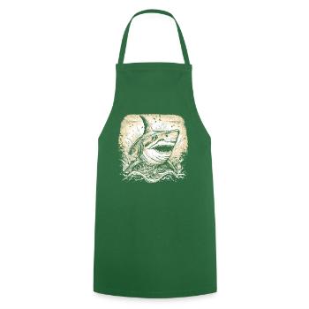 Cool retro shark just jumping out of the water - Cooking Apron - green - Front - AI Model Male 185 dark (185cm)