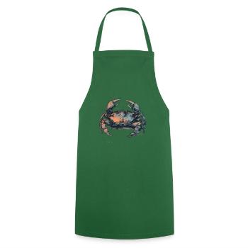 Crabe cool, crabe dans un style rétro - Tablier de cuisine - vert foncé - Devant - AI Model Male 185 dark (185cm)