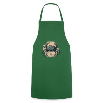 Crabe bleu, crabe au style rétro - Tablier de cuisine - vert foncé - Devant - AI Model Male 185 dark (185cm)