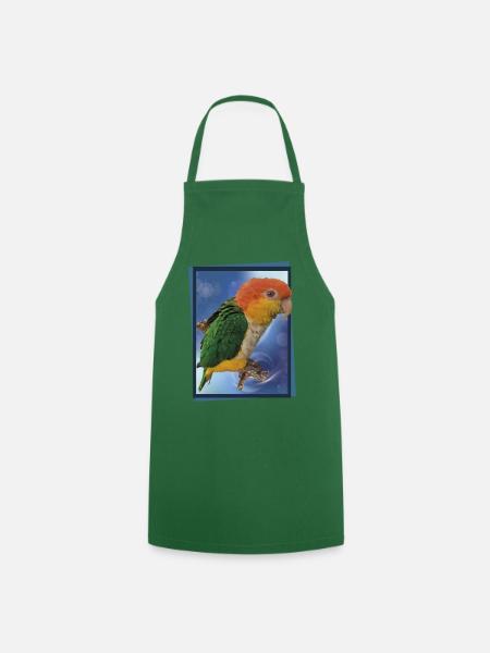 Der orangeköpfige Caique - Kochschürze - Grün