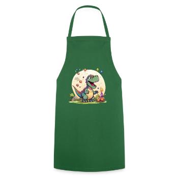 Cool Colorful Dinosaur Motif - T-Rex - Cooking Apron - green - Front - AI Model Male 185 dark (185cm)