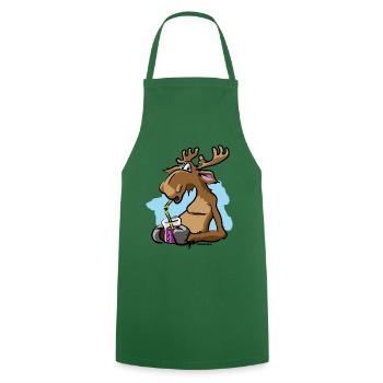 Suède Moose Reindeer Blueberries Blubber Comic - Tablier de cuisine - vert foncé - Devant - AI Model Male 185 dark (185cm)