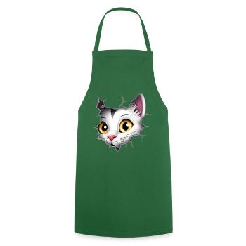 Hole Peekaboo: Baby-Katze auf Abenteuer - Kochschürze - Grün - Vorne - AI Model Male 185 dark (185cm)