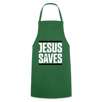 jesus saves - Kochschürze - Grün - Vorne - AI Model Male 185 dark (185cm)