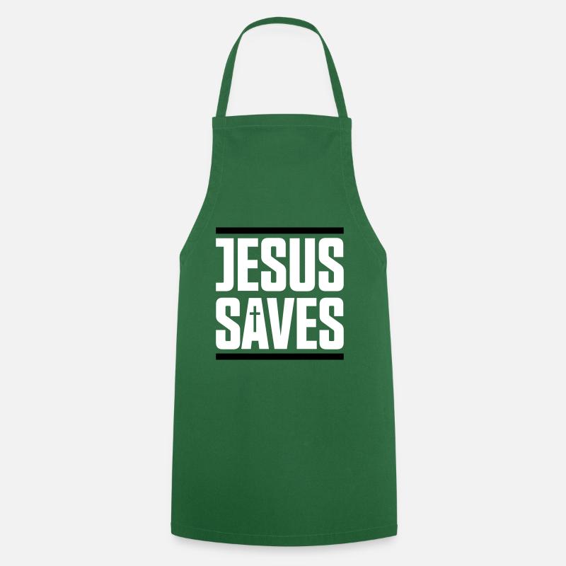jesus saves - Tablier de cuisine - vert foncé