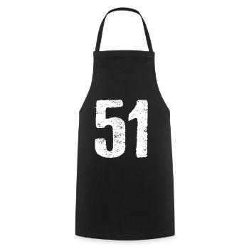 51 Zahl Vintage - Kochschürze - Schwarz - Vorne - AI Model Male 185 dark (185cm)