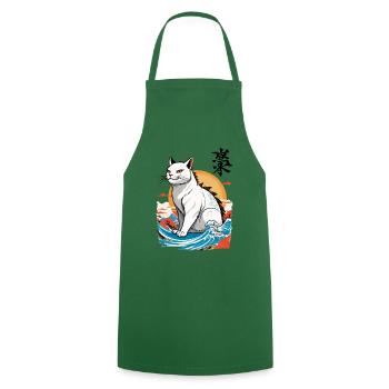 Ukiyo-E Cats Monster Japan Wave Streetwear - Cooking Apron - green - Front - AI Model Male 185 dark (185cm)