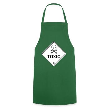 Attention Toxique ! Tête de mort - Tablier de cuisine - vert foncé - Devant - AI Model Male 185 dark (185cm)