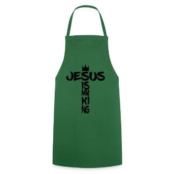 Jesus is King with cross and crown - Cooking Apron - green - Front - AI Model Male 185 dark (185cm)
