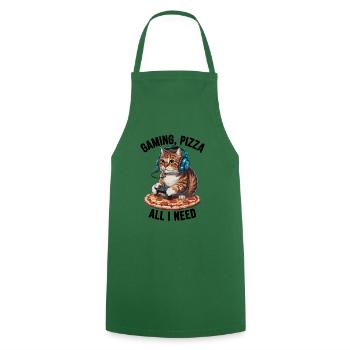 Drôles de chats Jeux Pizza Gamer Gamer Jeux - Tablier de cuisine - vert foncé - Devant - AI Model Male 185 dark (185cm)