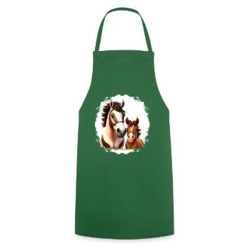 Horse Motif Horse Riding Foal Hobby Horsing - Cooking Apron - green - Front - AI Model Male 185 dark (185cm)
