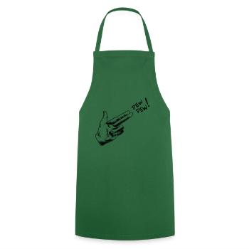 Hand Pew Funny Gun Line Art Halloween Draw - Tablier de cuisine - vert foncé - Devant - AI Model Male 185 dark (185cm)