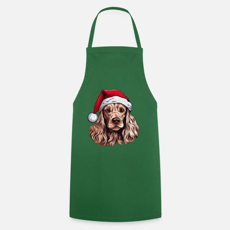 Cocker Spaniel Hund Weihnachten Kopf - Kochschürze - Grün