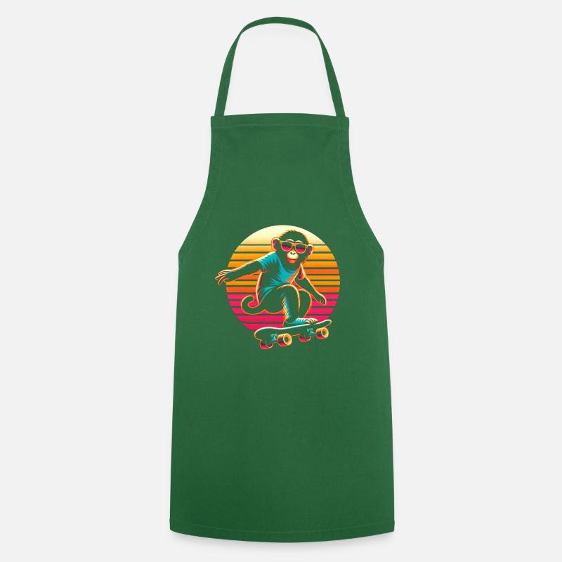 Monkey Skateboard - Cooking Apron - green
