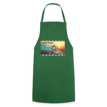Retro convertible in cinematic sunset - Cooking Apron - green - Front - AI Model Male 185 dark (185cm)