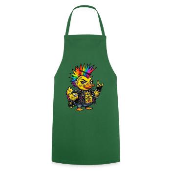 Punk-Gummiente mit Regenbogen Irokesenschnitt - Kochschürze - Grün - Vorne - AI Model Male 185 dark (185cm)