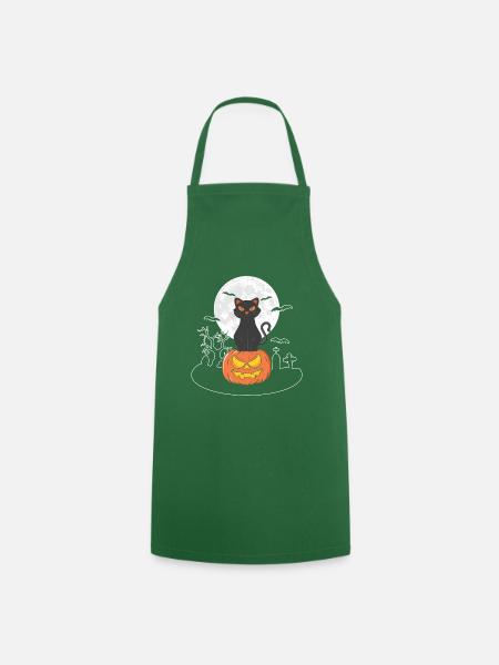Halloween Katze Kürbis - Kochschürze - Grün