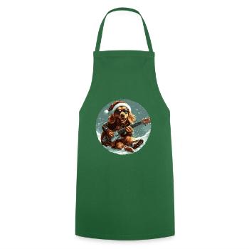 Golden Retriever Hund Weihnachten Rocker Gitarre - Kochschürze - Grün - Vorne - AI Model Male 185 dark (185cm)