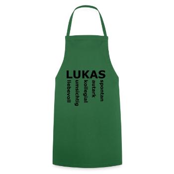 Lukas - Ein ganz spezielles Design nur für Lukas - Kochschürze - Grün - Vorne - AI Model Male 185 dark (185cm)