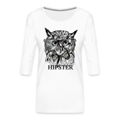 Hibou Hipster - T-shirt Premium manches 3/4 Femme