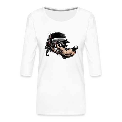 Wolf mit Helm - Frauen Premium 3/4-Arm Shirt