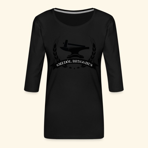Smedöl Brygghus Logga Svart - Premium-T-shirt med 3/4-ärm dam