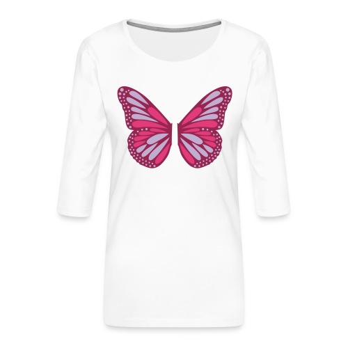 Butterfly Wings - Premium-T-shirt med 3/4-ärm dam