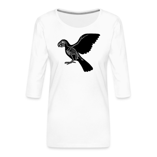 Papagei-Skelett - Premium T-skjorte med 3/4 erme for kvinner