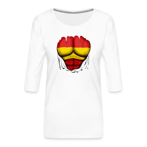 España Flag Ripped Muscles six pack chest t-shirt - Women's Premium 3/4-Sleeve T-Shirt