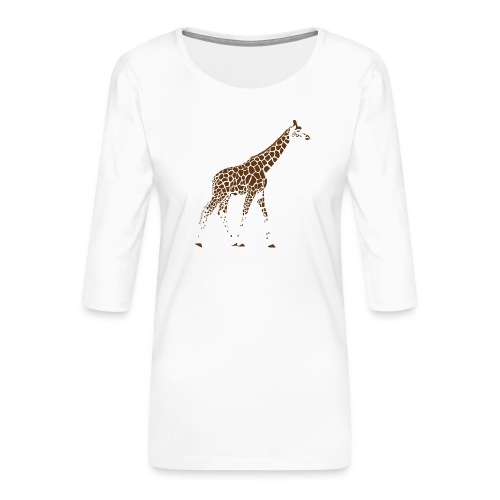 Giraffe-1-3-Marron-F- - T-shirt Premium manches 3/4 Femme