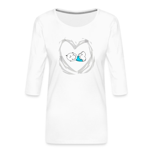 Heart and Baby (blue) - Vrouwen premium shirt 3/4-mouw