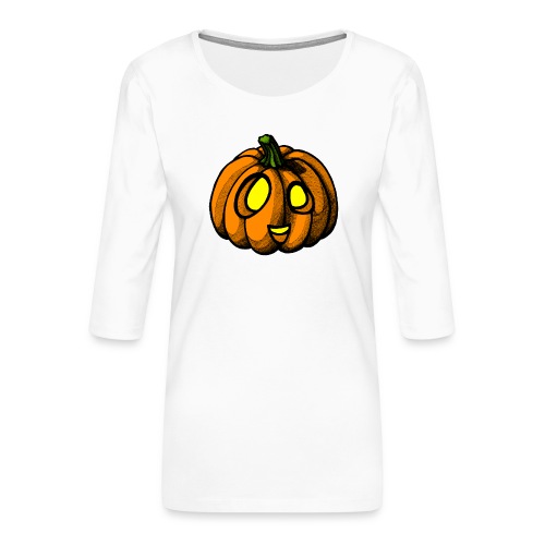 Pumpkin Halloween scribblesirii - Premium-T-shirt med 3/4-ärm dam