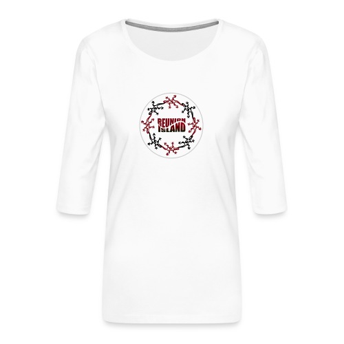 Badge Reunion Island Rouge - T-shirt Premium manches 3/4 Femme